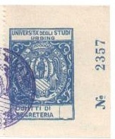 Marca da Bollo del Comune di URBINO su Carta Bianca di dimensioni 22,5 x 32,5 mm