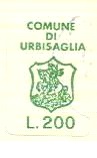 Marca da Bollo del Comune di URBISAGLIA su Carta Bianca di dimensioni 21 x 30 mm