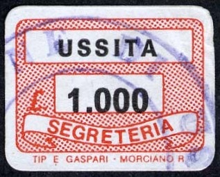 Marca da Bollo del Comune di USSITA su Carta Bianca di dimensioni 20,5 x 30,5 mm