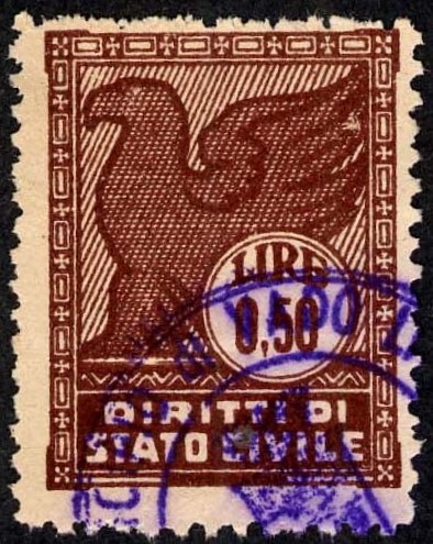 Marca da Bollo del Comune di VADO LIGURE su Carta Bianca Sottile di dimensioni 21 x 27,5 mm