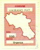 Marca da Bollo del Comune di VAIRANO PATENORA su Carta Bianca Sottile di dimensioni 25 x 34 mm