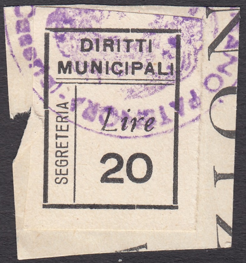 Marca da Bollo del Comune di VAIRANO PATENORA su Carta Bianca di dimensioni 17 x 23 mm