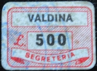 Marca da Bollo del Comune di VALDINA su Carta Bianca di dimensioni 20 x 14 mm