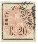 Marca da Bollo del Comune di VALDOBBIADENE su Carta Bianca di dimensioni 27 x 30,5 mm