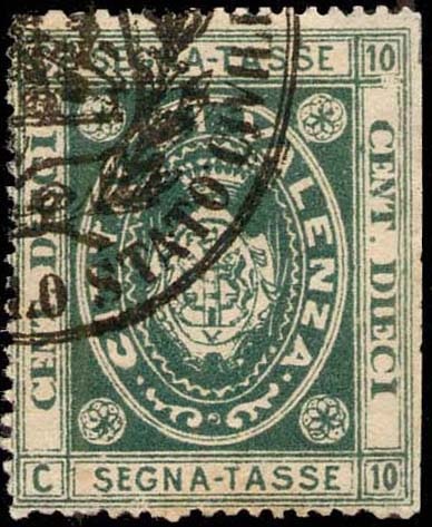 Marca da Bollo del Comune di VALENZA su Carta Bianca Sottile di dimensioni 25 x 30,5 mm