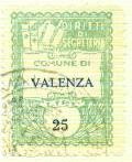 Marca da Bollo del Comune di VALENZA su Carta Bianca di dimensioni 22 x 29 mm