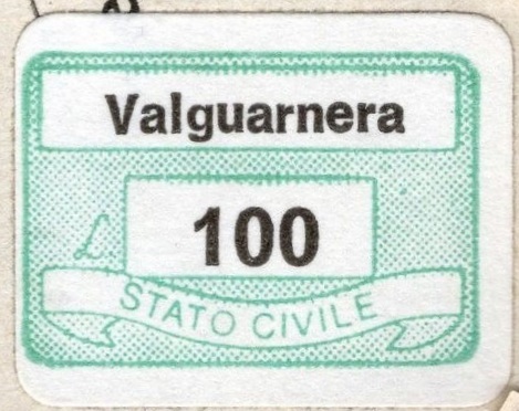 Marca da Bollo del Comune di VALGUARNERA CAROPEPE su Carta Bianca di dimensioni 19 x 13 mm