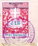 Marca da Bollo del Comune di VALLELUNGA PRATAMENO su Carta Bianca di dimensioni 27,5 x 37 mm