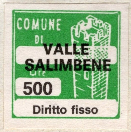 Marca da Bollo del Comune di VALLE SALIMBENE su Carta Bianca di dimensioni 20 x 20 mm