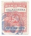Marca da Bollo del Comune di VALMADRERA su Carta Bianca Sottile di dimensioni 22,5 x 29 mm