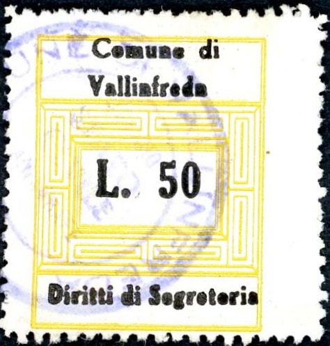 Marca da Bollo del Comune di VALMADRERA su Carta Bianca di dimensioni 23 x 29,5 mm