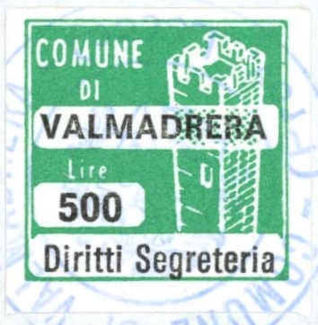 Marca da Bollo del Comune di VALMADRERA su Carta Bianca di dimensioni 20 x 20 mm
