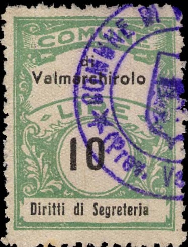 Marca da Bollo del Comune di VAL MARCHIROLO su Carta Avana di dimensioni 22,5 x 29 mm