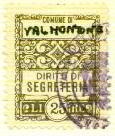 Marca da Bollo del Comune di VALMONTONE su Carta Bianca Sottile di dimensioni 20 x 25 mm
