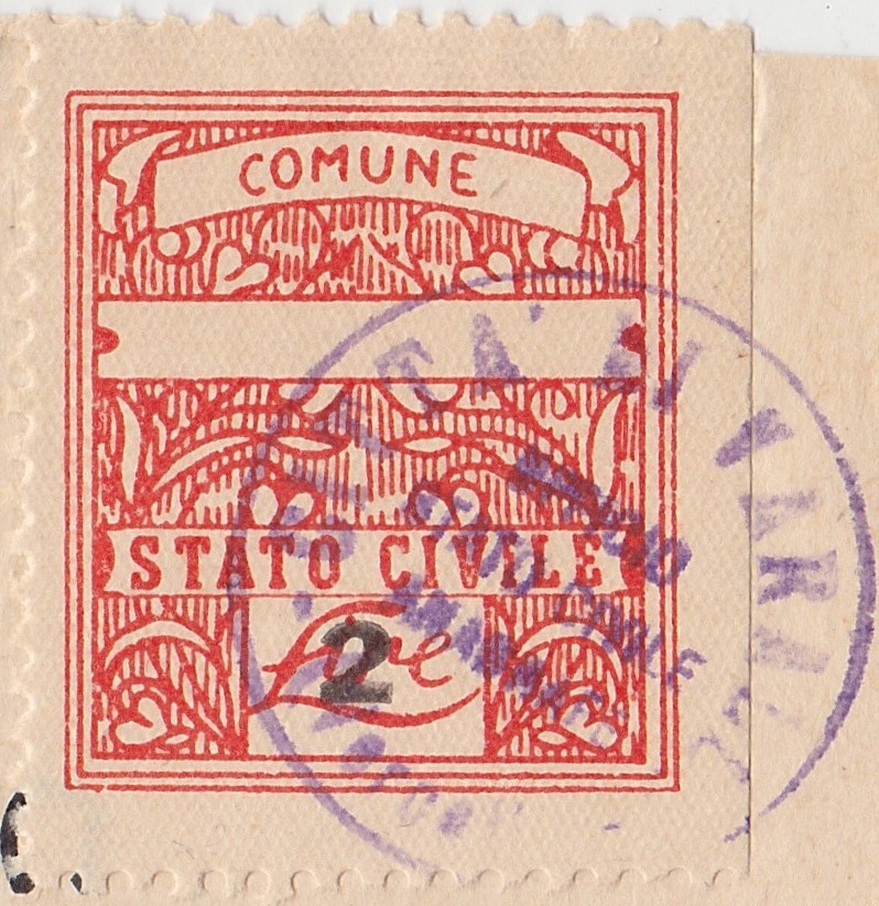 Marca da Bollo del Comune di VARALLO su Carta Bianca di dimensioni 24 x 28 mm