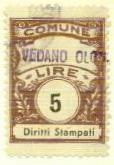Marca da Bollo del Comune di VEDANO OLONA su Carta Bianca Sottile di dimensioni 22,5 x 29 mm
