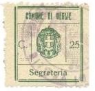 Marca da Bollo del Comune di VEGLIE su Carta Bianca Sottile di dimensioni 24,5 x 27 mm
