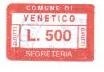 Marca da Bollo del Comune di VENETICO su Carta Bianca di dimensioni 21 x 14 mm