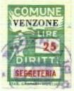 Marca da Bollo del Comune di VENZONE su Carta Bianca Sottile di dimensioni 18 X 25,5 mm
