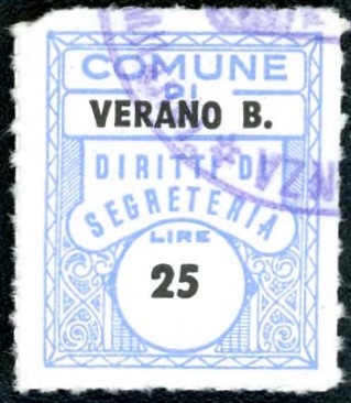 Marca da Bollo del Comune di VERANO BRIANZA su Carta Bianca di dimensioni 17 x 21 mm
