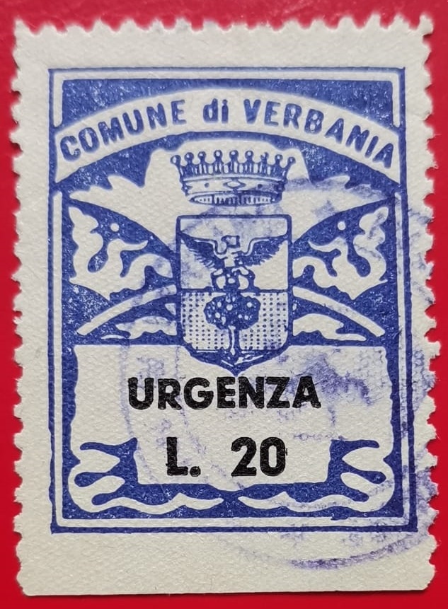 Marca da Bollo del Comune di VERBANIA su Carta Bianca di dimensioni 23 x 29,5 mm