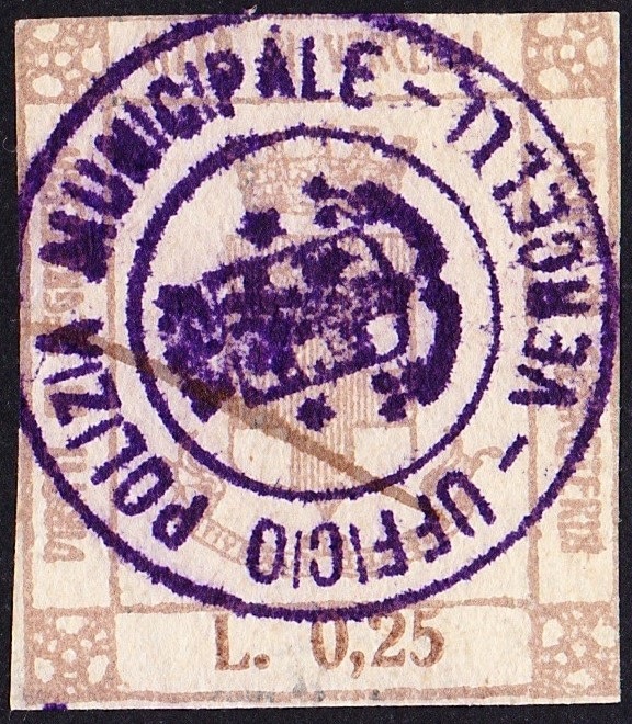 Marca da Bollo del Comune di VERCELLI su Carta Bianca di dimensioni 27 x 30 mm