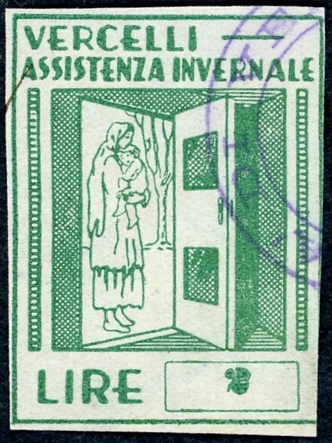Marca da Bollo del Comune di VERCELLI su Carta Bianca Sottile di dimensioni 30 x 40 mm