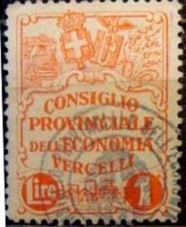 Marca da Bollo del Comune di VERCELLI su Carta Bianca Sottile di dimensioni 23 x 31,5 mm