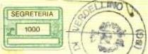 Marca da Bollo del Comune di VERDELLINO su Carta Bianca di dimensioni 19 x 13 mm