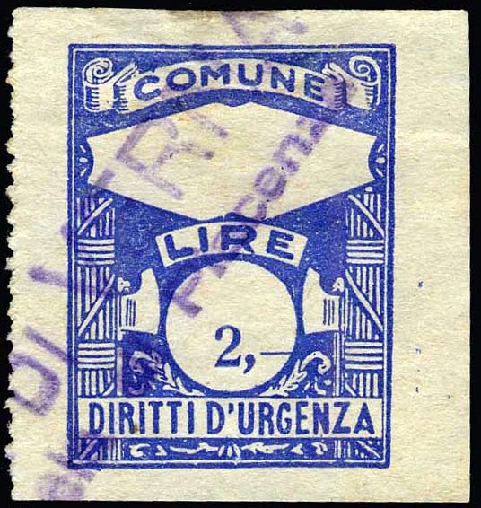 Marca da Bollo del Comune di VERNASCA su Carta Bianca di dimensioni 21,5 x 28 mm