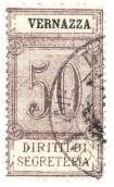 Marca da Bollo del Comune di VERNAZZA su Carta Bianca Sottile di dimensioni 22 x 38,5 mm