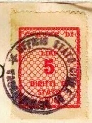 Marca da Bollo del Comune di VEROLANUOVA su Carta Bianca di dimensioni 23 x 28 mm