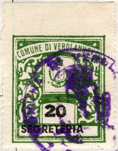 Marca da Bollo del Comune di VEROLANUOVA su Carta Bianca di dimensioni 23 x 28 mm