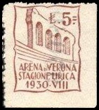 Marca da Bollo del Comune di VERONA su Carta Bianca di dimensioni 20 x 21 mm