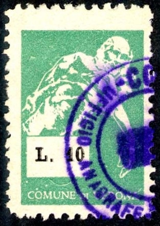 Marca da Bollo del Comune di VERONA su Carta Bianca di dimensioni 16 x 24 mm