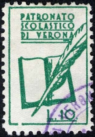 Marca da Bollo del Comune di VERONA su Carta Bianca Sottile di dimensioni 18 x 27 mm