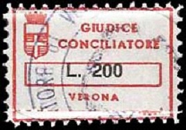 Marca da Bollo del Comune di VERONA su Carta Bianca di dimensioni 23 x 16 mm