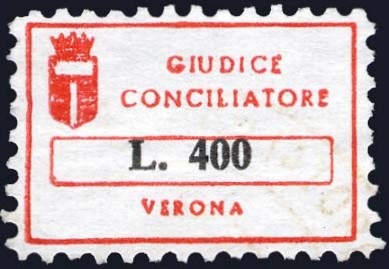 Marca da Bollo del Comune di VERONA su Carta Bianca di dimensioni 23 x 15 mm