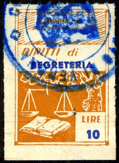 Marca da Bollo del Comune di VERONA su Carta Bianca di dimensioni 22 x 32 mm
