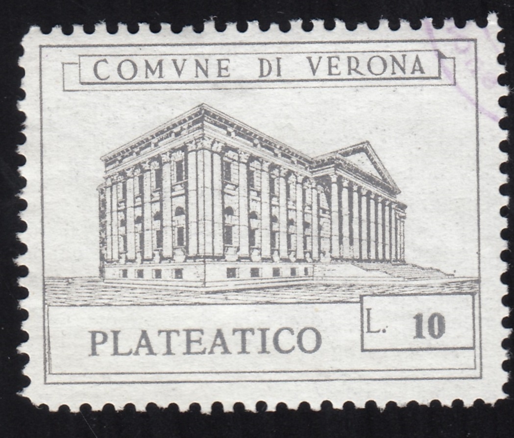 Marca da Bollo del Comune di VERONA su Carta Bianca di dimensioni 35 x 27 mm