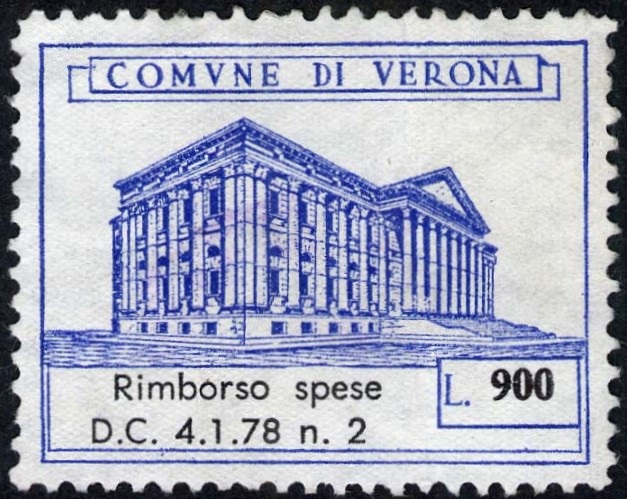 Marca da Bollo del Comune di VERONA su di dimensioni 37,5 x 29 mm