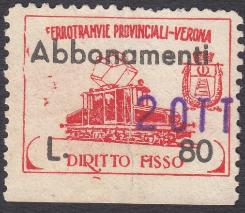 Marca da Bollo del Comune di VERONA su Carta Bianca di dimensioni 18 x 18 mm