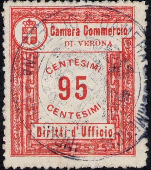 Marca da Bollo del Comune di VERONA su Carta Bianca di dimensioni mm