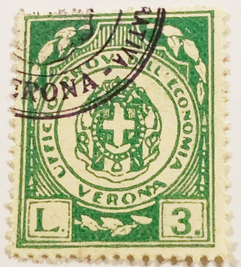 Marca da Bollo del Comune di VERONA su Carta Bianca di dimensioni 21 x 29 mm