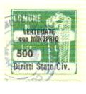 Marca da Bollo del Comune di VERTEMATE CON MINOPRIO su Carta Bianca di dimensioni 20 x 20 mm