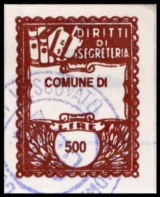 Marca da Bollo del Comune di VESCOVATO su Carta Bianca di dimensioni 22 x 29 mm