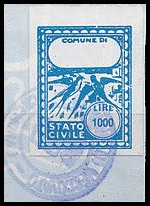 Marca da Bollo del Comune di VESCOVATO su Carta Bianca di dimensioni 22 x 29 mm