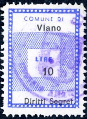 Marca da Bollo del Comune di VIANO su Carta Bianca di dimensioni 20 x 28 mm