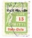 Marca da Bollo del Comune di VICO NEL LAZIO su Carta Bianca Sottile di dimensioni 18 X 25,5 mm