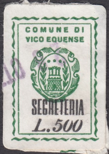 Marca da Bollo del Comune di VICO EQUENSE su Carta Bianca di dimensioni 17 x 25 mm